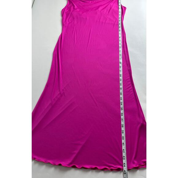 Sincerely Jules Size Large Pink 90s Slinky Slip dress Midi Cowl Neck Barbiecore - Picture 8 of 9
